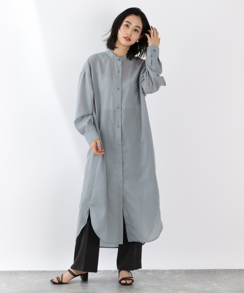 LOWRYS FARM（ローリーズファーム）の「シアーシャツワンピース　870622（ワンピース・レディース・ブラック/ベージュ/オフホワイト/レッド/ブルー/ブルー系その他/ベージュ系その他・FREE）」の18枚目の写真