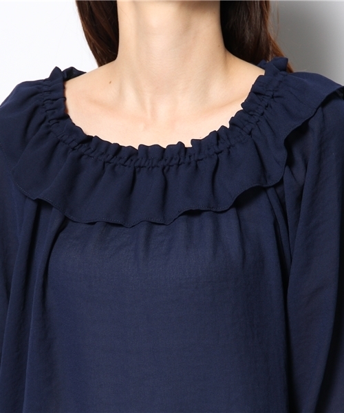 one after another NICE CLAUP（ワンアフターアナザーナイスクラップ）の「【ナイスクラップ】フリルドルマンＴ／Ｕ（シャツ/ブラウス・レディース・オフホワイト/ナチュラル/ネイビー・FREE）」の7枚目の写真