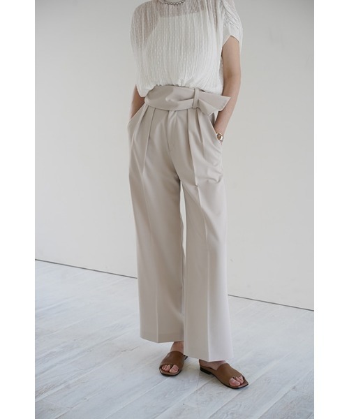 CLANE（クラネ）の「WIDE BELT PANTS（その他パンツ・レディース・ブラック/ベージュ/アイボリー・1/2/0）」の2枚目の写真