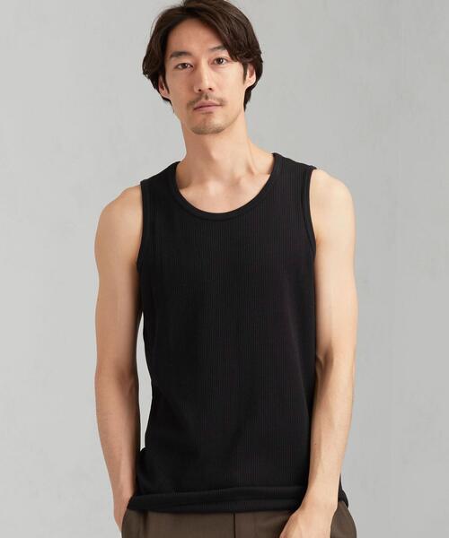 green label relaxing（グリーンレーベルリラクシング）の「SC ドライワッフル ロング タンクトップ ＜ 機能性生地 / 吸水速乾 ＞（タンクトップ・メンズ・グレー/ベージュ/ライトブルー/ホワイト/ブラック・MEDIUM/LARGE/SMALL/X-LARGE）」の2枚目の写真