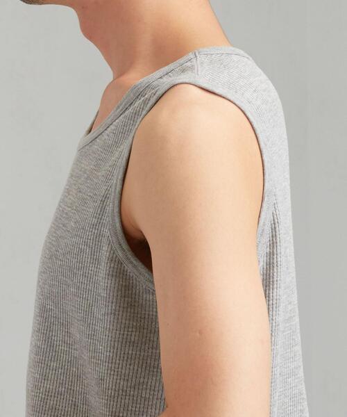 green label relaxing（グリーンレーベルリラクシング）の「SC ドライワッフル ロング タンクトップ ＜ 機能性生地 / 吸水速乾 ＞（タンクトップ・メンズ・ホワイト/ライトブルー/グレー/ブラック/ベージュ・SMALL/MEDIUM/LARGE/X-LARGE）」の8枚目の写真