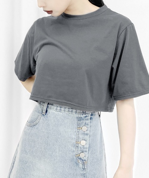 LVEU.（ラブユ.）の「Cropped T-shirt / クロップドTシャツ（Tシャツ/カットソー・レディース・ベージュ/ホワイト/ブラック/モカ/スミクロ・FREE）」の15枚目の写真