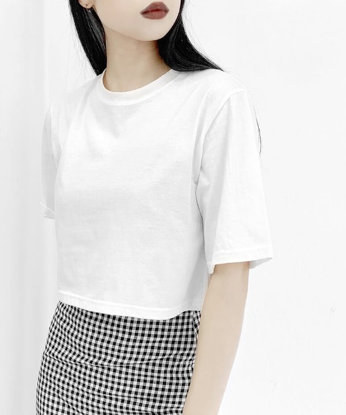 LVEU.（ラブユ.）の「Cropped T-shirt / クロップドTシャツ（Tシャツ/カットソー・レディース・ベージュ/ホワイト/ブラック/モカ/スミクロ・FREE）」の14枚目の写真