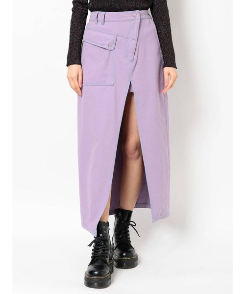 jouetie（ジュエティ）の「カラーステッチフロントスリットスカパン（その他パンツ・レディース・ブラック/ブラウン/ラベンダー・MEDIUM）」の4枚目の写真