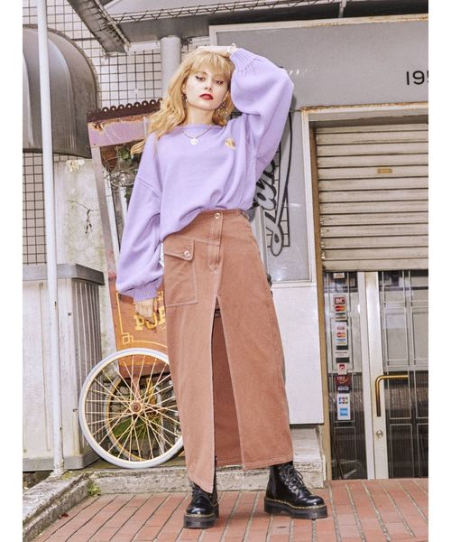 jouetie（ジュエティ）の「カラーステッチフロントスリットスカパン（その他パンツ・レディース・ブラック/ブラウン/ラベンダー・MEDIUM）」の6枚目の写真