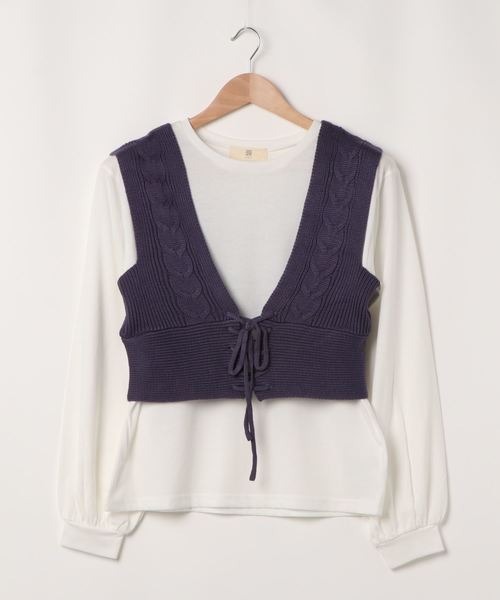 rps(アールピーエス)の「インナーSETケーブルニットベスト(ベスト・レディース・ベージュ/パープル/モカ・M)」の18枚目の写真