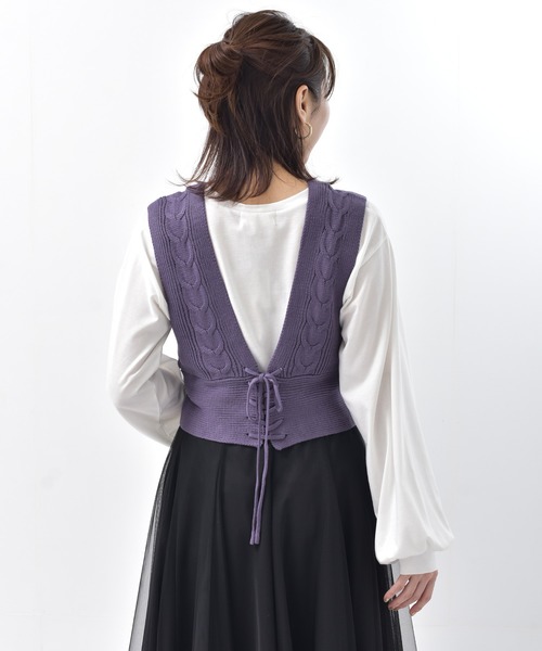 rps(アールピーエス)の「インナーSETケーブルニットベスト(ベスト・レディース・ベージュ/パープル/モカ・M)」の16枚目の写真