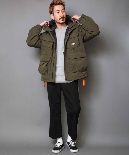 セール ジャケット アウター 撥水加工 Products 発熱中綿 Outdoor ポケット10個 収納力抜群 ハーネス仕様 体温調節を容易にできる仕様 ブルゾン Outdoor Products アウトドアプロダクツ のファッション 撥水加工 着るbagシリーズ 難燃加工ボックスジャケット