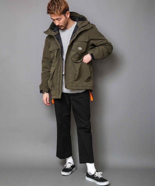 セール ジャケット アウター 撥水加工 Products 発熱中綿 Outdoor ポケット10個 収納力抜群 ハーネス仕様 体温調節を容易にできる仕様 ブルゾン Outdoor Products アウトドアプロダクツ のファッション 撥水加工 着るbagシリーズ 難燃加工ボックスジャケット