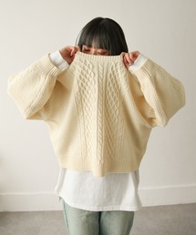 Chillfar | ざっくり編みケーブルバックリボンセーター(ニット/セーター)