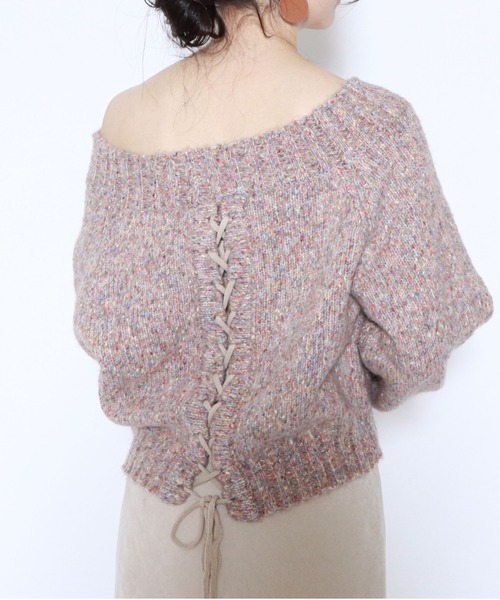 archives（アルシーヴ）の「レースアップニットプルオーバー（ニット