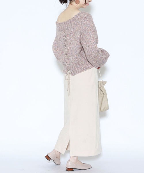 archives（アルシーヴ）の「レースアップニットプルオーバー（ニット/セーター・レディース・ネイビー/グレー/オフホワイト/ブルー・MEDIUM）」の9枚目の写真