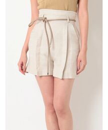 コードベルト付リネンショートパンツ