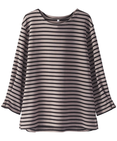 BELLUNA PLUS(ベルーナ)の「ポンチ素材袖タックプルオーバー(Tシャツ/カットソー・レディース・ネイビー/ホワイト×ブルー/ブラック系その他/ブルー系その他/ネイビー×ホワイト・MEDIUM/LARGE/X-LARGE)」の3枚目の写真