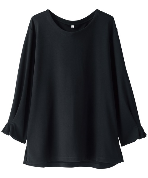 BELLUNA PLUS(ベルーナ)の「ポンチ素材袖タックプルオーバー(Tシャツ/カットソー・レディース・ネイビー/ホワイト×ブルー/ブラック系その他/ブルー系その他/ネイビー×ホワイト・MEDIUM/LARGE/X-LARGE)」の4枚目の写真