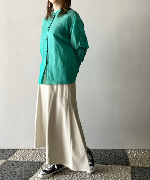 PICCIN（ピッチン）の「レザーライクアシメスカート（スカート・レディース・チャコールグレー/グレイッシュベージュ・M/L）」の4枚目の写真