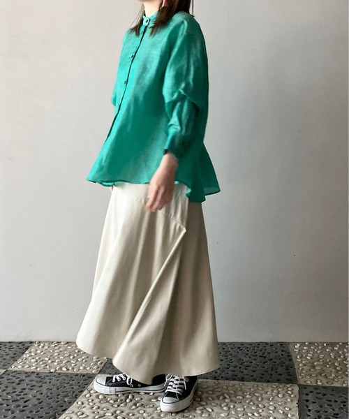 PICCIN（ピッチン）の「レザーライクアシメスカート（スカート・レディース・チャコールグレー/グレイッシュベージュ・M/L）」の6枚目の写真