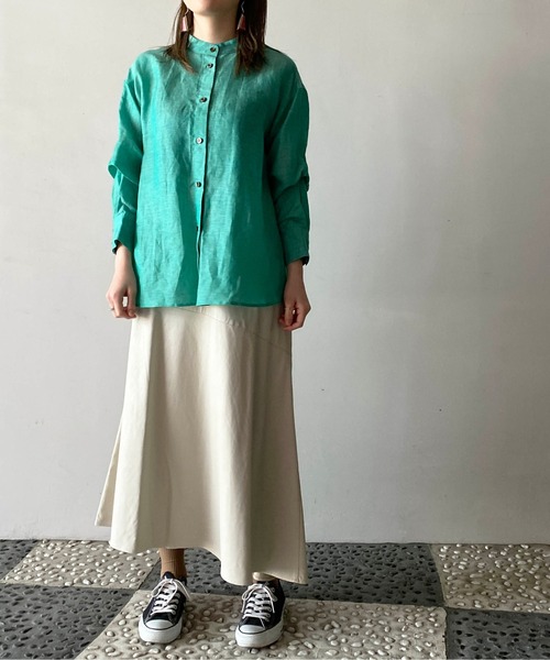 PICCIN（ピッチン）の「レザーライクアシメスカート（スカート・レディース・チャコールグレー/グレイッシュベージュ・M/L）」の3枚目の写真