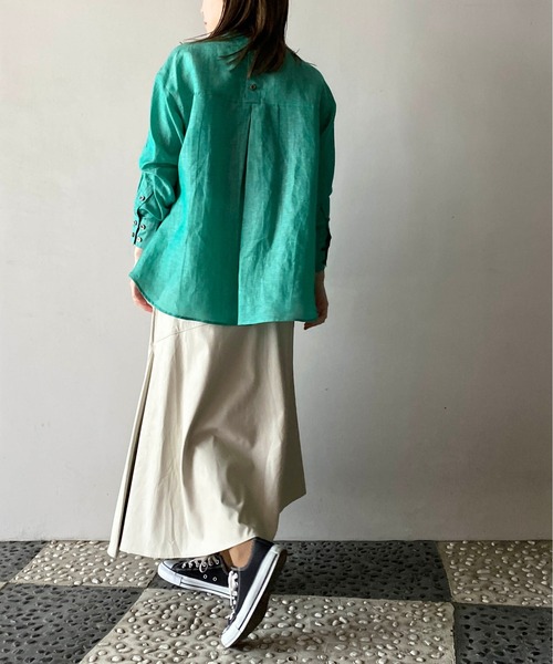 PICCIN（ピッチン）の「レザーライクアシメスカート（スカート・レディース・チャコールグレー/グレイッシュベージュ・M/L）」の5枚目の写真