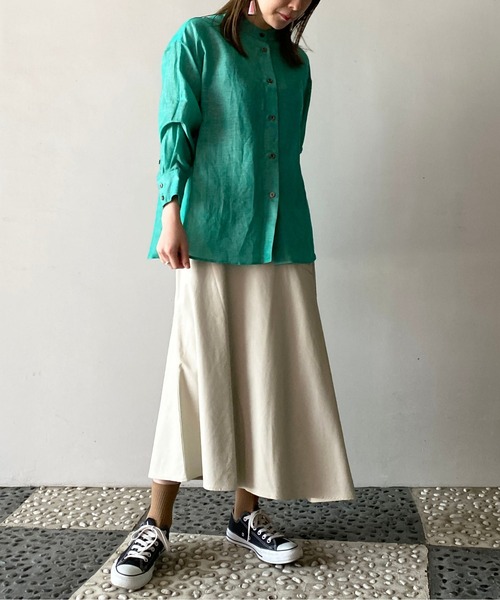 PICCIN（ピッチン）の「レザーライクアシメスカート（スカート・レディース・チャコールグレー/グレイッシュベージュ・M/L）」の7枚目の写真