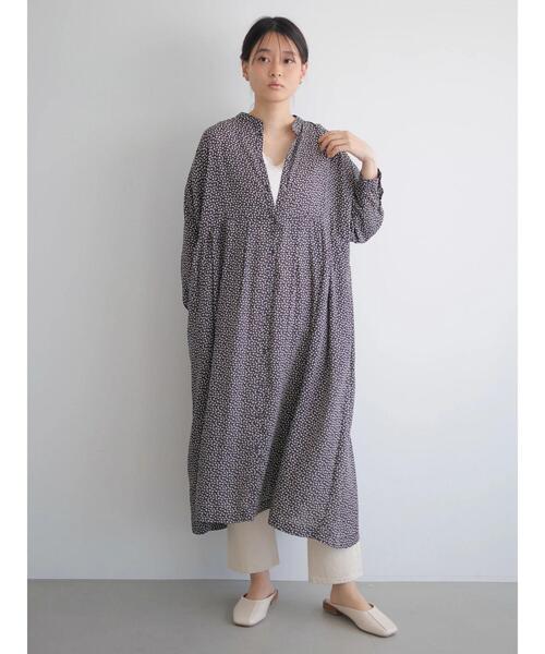 セール】スタンドカラーフラワープリントワンピース ＊（ワンピース