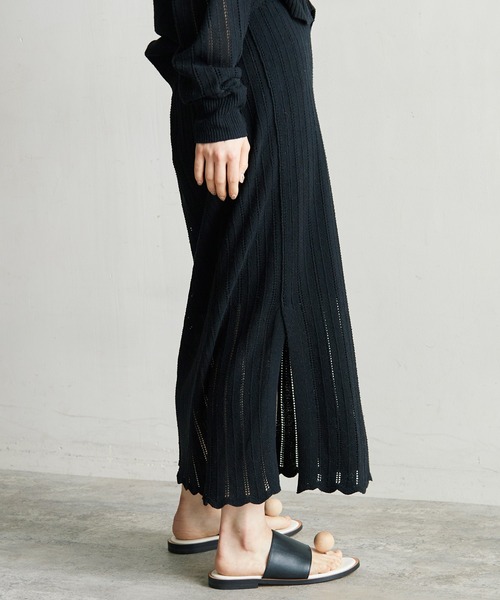 note et silence (ノートエシロンス)の「Raw silk 透かし編みスカート(スカート・レディース・ブラック/キナリ・FREE)」の3枚目の写真
