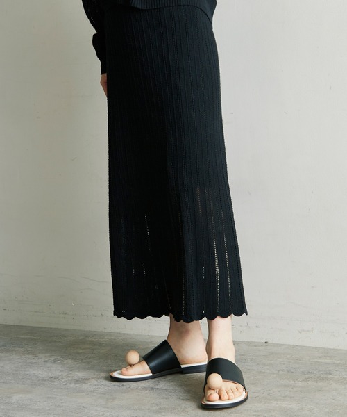 note et silence (ノートエシロンス)の「Raw silk 透かし編みスカート(スカート・レディース・ブラック/キナリ・FREE)」の6枚目の写真