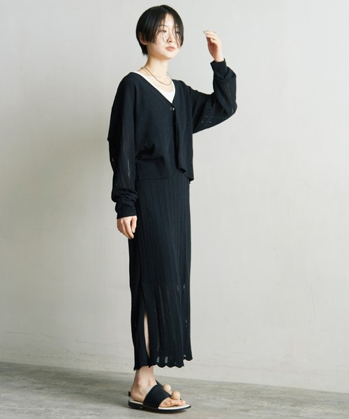 note et silence (ノートエシロンス)の「Raw silk 透かし編みスカート(スカート・レディース・ブラック/キナリ・FREE)」の10枚目の写真