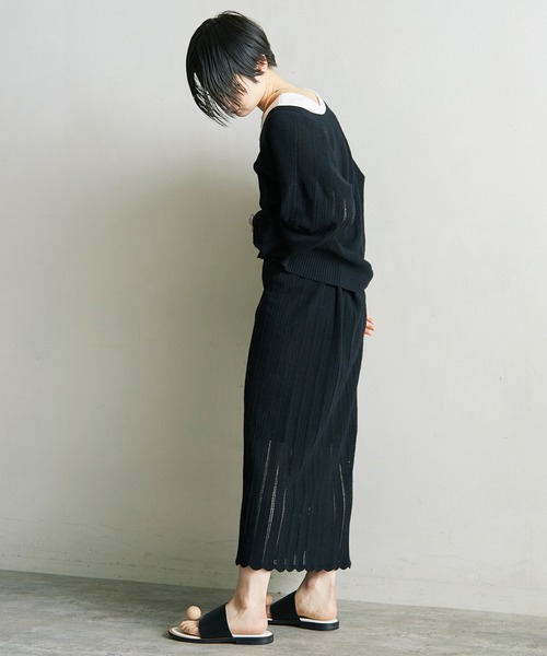 note et silence (ノートエシロンス)の「Raw silk 透かし編みスカート(スカート・レディース・ブラック/キナリ・FREE)」の13枚目の写真