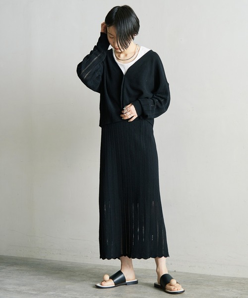 note et silence (ノートエシロンス)の「Raw silk 透かし編みスカート(スカート・レディース・ブラック/キナリ・FREE)」の9枚目の写真