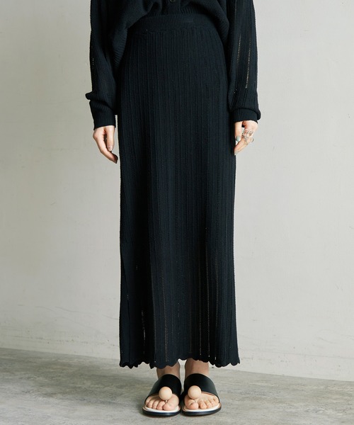 note et silence (ノートエシロンス)の「Raw silk 透かし編みスカート(スカート・レディース・ブラック/キナリ・FREE)」の14枚目の写真
