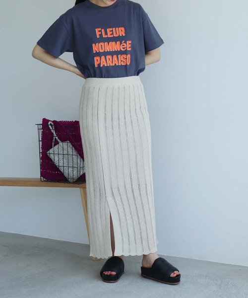 note et silence (ノートエシロンス)の「Raw silk 透かし編みスカート(スカート・レディース・ブラック/キナリ・FREE)」の20枚目の写真