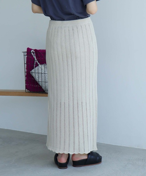 note et silence (ノートエシロンス)の「Raw silk 透かし編みスカート(スカート・レディース・ブラック/キナリ・FREE)」の18枚目の写真