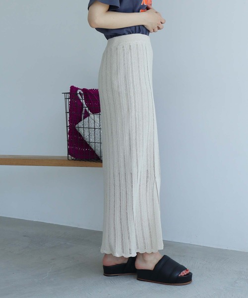 note et silence (ノートエシロンス)の「Raw silk 透かし編みスカート(スカート・レディース・ブラック/キナリ・FREE)」の19枚目の写真