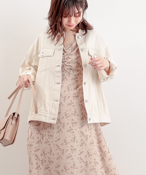 natural couture（ナチュラルクチュール）の「バンドカラールーズGジャン（デニムジャケット・レディース・アイボリー/ブルー/ブラック・FREE）」の6枚目の写真