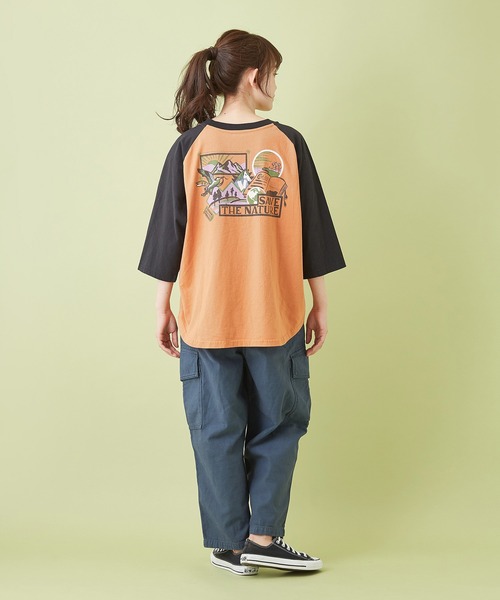 CUBE SUGAR（キューブシュガー）の「ムラ糸 バックサテン ９分丈 イージー カーゴパンツ（カーゴパンツ・レディース・カーキ/ベージュ/サックスブルー/ネイビー・S/M）」の19枚目の写真