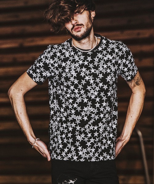 NO ID.(ノーアイディ)の「mt7142- マルチスタープリントT Tシャツ(Tシャツ/カットソー・メンズ・ピンク系その他/グレー/アイボリー/ブラック・2/1)」の5枚目の写真