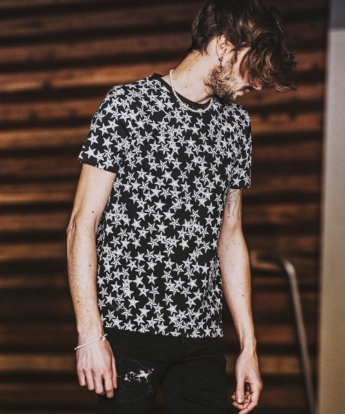 NO ID.(ノーアイディ)の「mt7142- マルチスタープリントT Tシャツ(Tシャツ/カットソー・メンズ・ピンク系その他/グレー/アイボリー/ブラック・2/1)」の8枚目の写真