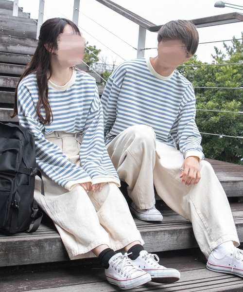 Pairpair ペアペア の ワイドスリーブボーダーロンt レディース リンクアイテム Tシャツ カットソー Wear