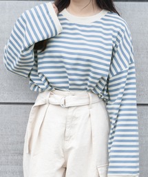 ワイドスリーブボーダーロンT(レディース/リンクアイテム)