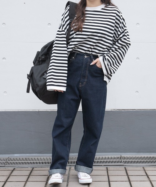 PairPair(ペアペア)の「ワイドスリーブボーダーロンT(レディース/リンクアイテム)(Tシャツ/カットソー・レディース・ブルー/ブラック/モカ・FREE)」の11枚目の写真