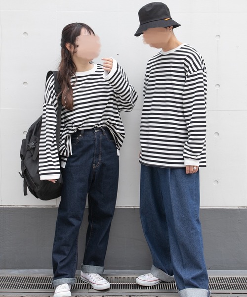 PairPair(ペアペア)の「ワイドスリーブボーダーロンT(レディース/リンクアイテム)(Tシャツ/カットソー・レディース・ブルー/ブラック/モカ・FREE)」の8枚目の写真