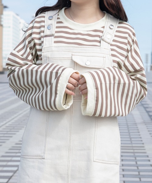 PairPair(ペアペア)の「ワイドスリーブボーダーロンT(レディース/リンクアイテム)(Tシャツ/カットソー・レディース・ブルー/ブラック/モカ・FREE)」の19枚目の写真