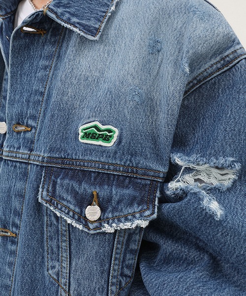 MASONPRINCE（メイソンプリンス）の「【MASONPRINCE】Green label logo Damaged denim jacket NZY0965（デニムジャケット・メンズ・ライトブルー/ブルー・S/L/M/XL）」の17枚目の写真