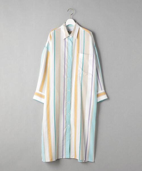 BEAUTY&YOUTH UNITED ARROWS（ビューティーアンドユースユナイテッドアローズ）の「BY コットンマルチストライプ シャツロングワンピース（ワンピース・レディース・ライム/ライトピンク・SMALL/MEDIUM）」の19枚目の写真