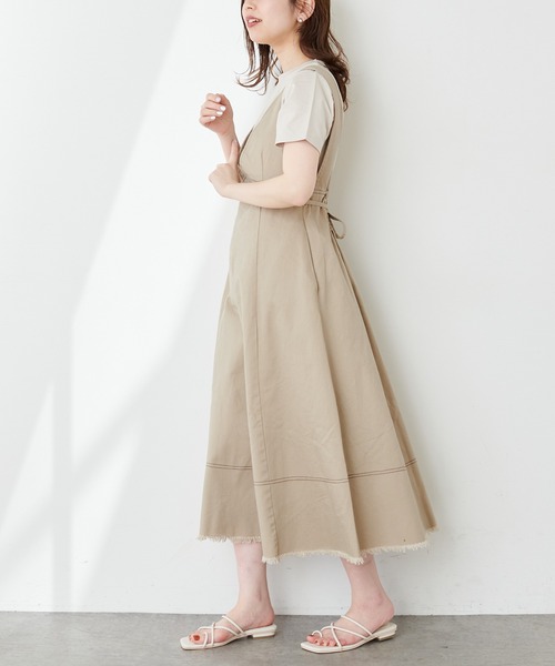 natural couture(ナチュラルクチュール)の「裾フリンジ配色ステッチジャンスカ(ワンピース・レディース・ブラック/ベージュ/インディゴブルー/アイボリー・FREE)」の19枚目の写真