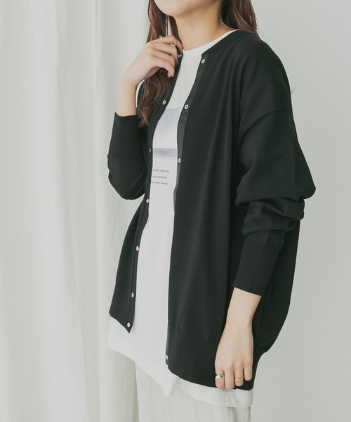 KBF+(ケービーエフプラス)の「KBF+ ルーズニットカーディガン(カーディガン/ボレロ・レディース・ブラック/オフホワイト/キャメル・ONE)」の10枚目の写真