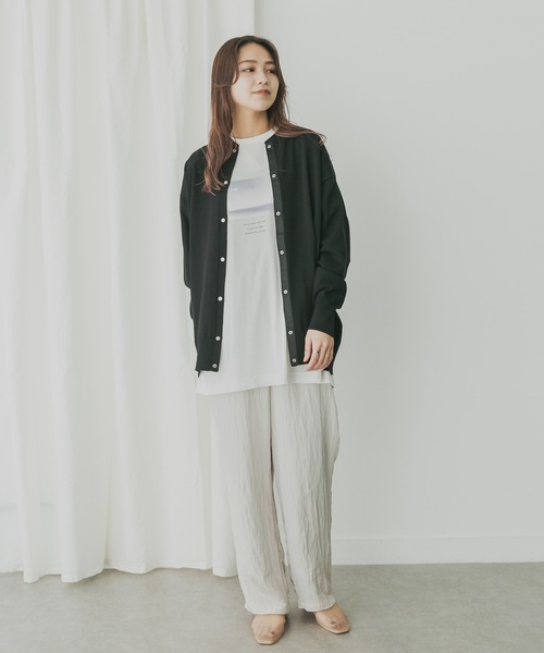 KBF+(ケービーエフプラス)の「KBF+ ルーズニットカーディガン(カーディガン/ボレロ・レディース・ブラック/オフホワイト/キャメル・ONE)」の12枚目の写真