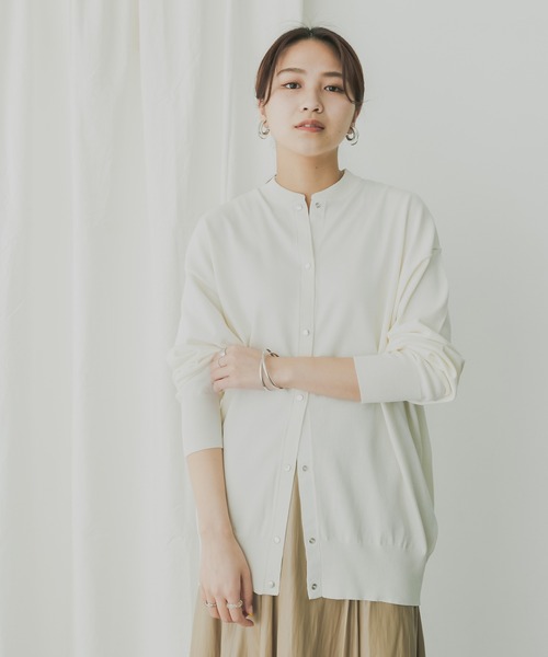 KBF+(ケービーエフプラス)の「KBF+ ルーズニットカーディガン(カーディガン/ボレロ・レディース・ブラック/オフホワイト/キャメル・ONE)」の20枚目の写真