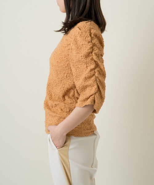 Kastane（カスタネ）の「ジャガードレースシャーリングT（Tシャツ/カットソー・レディース・ネイビー/グリーン/オレンジ/アイボリー/ピンク・FREE）」の14枚目の写真